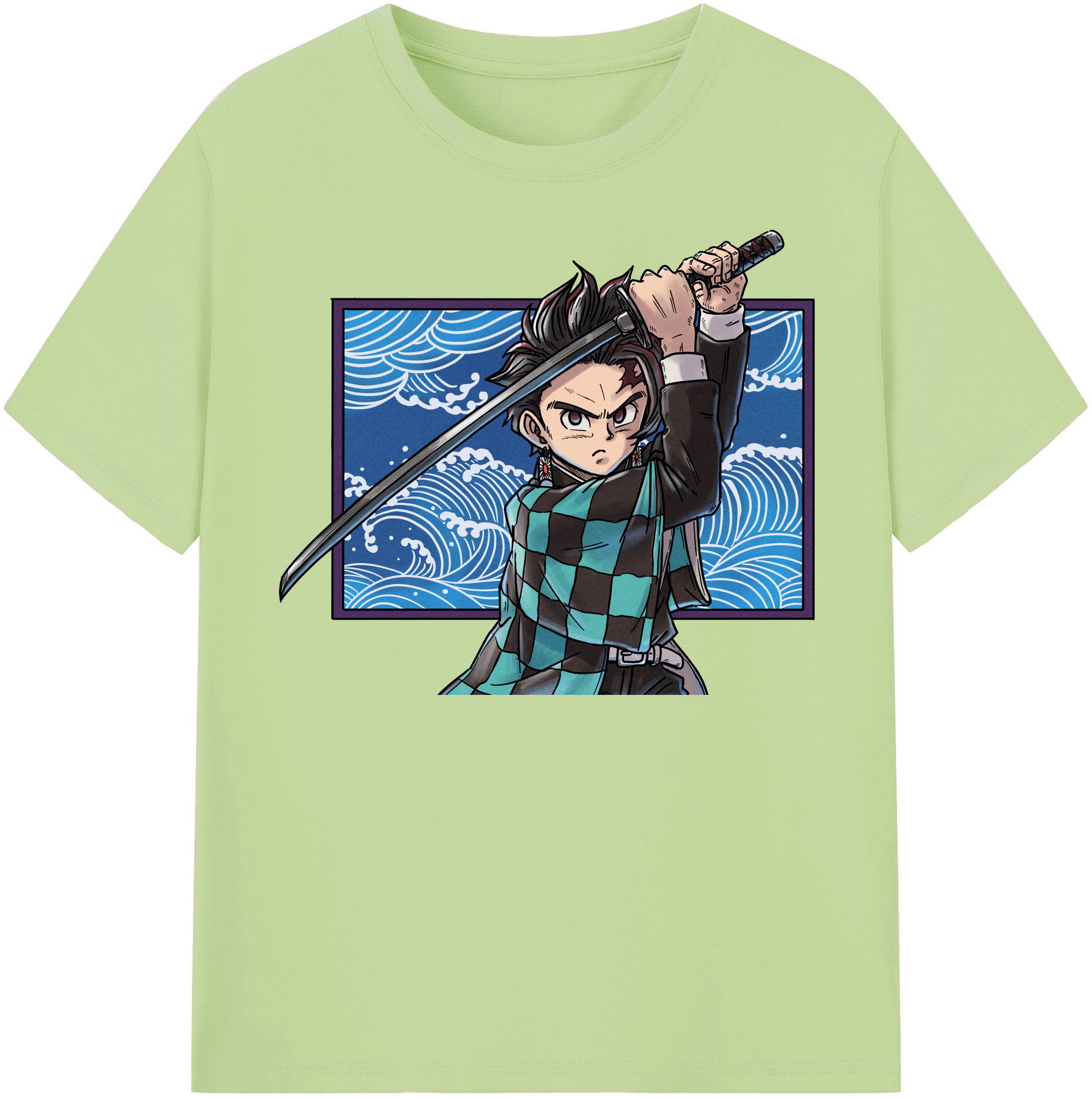 （画像用） 鬼滅の刃 竈門 炭治郎／かまど たんじろう Kamado Tanjirou 綿100％半袖Tシャツ（フロントプリント）